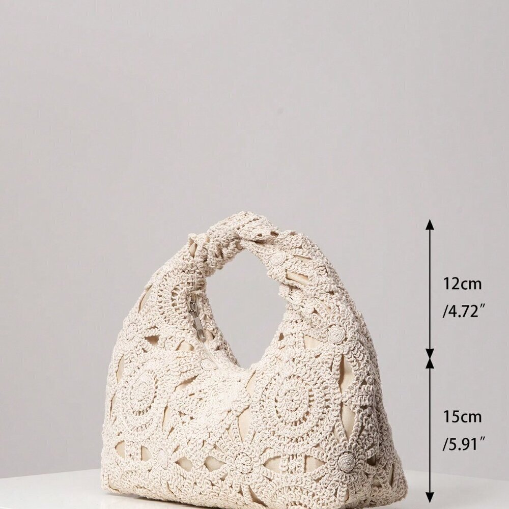 Apricot Boho Women's Hollow Floral Woven Bag - Picture 8 of 8